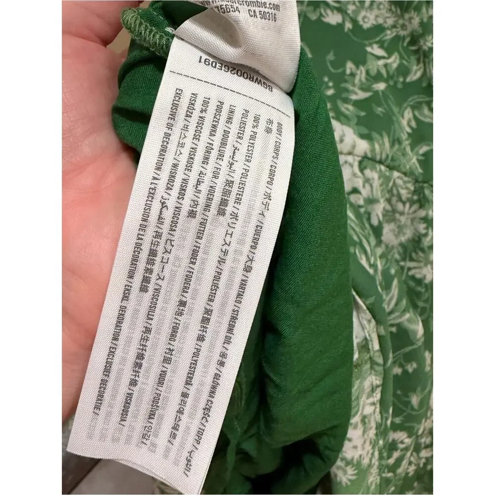 Abercrombie Green Floral V-Neck Tiered Maxi Dress Medium